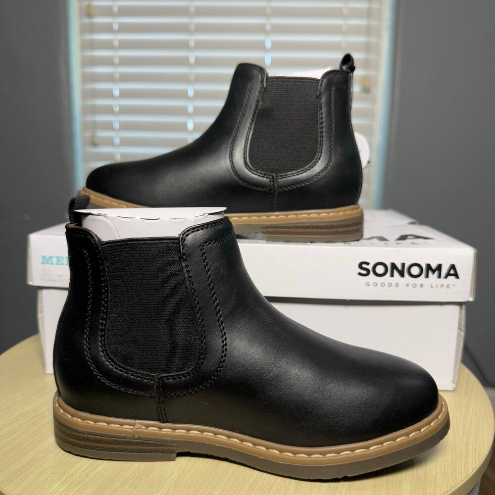 Sonoma Goods for Life Ilon Boys Chelsea Boots, Black, US 13